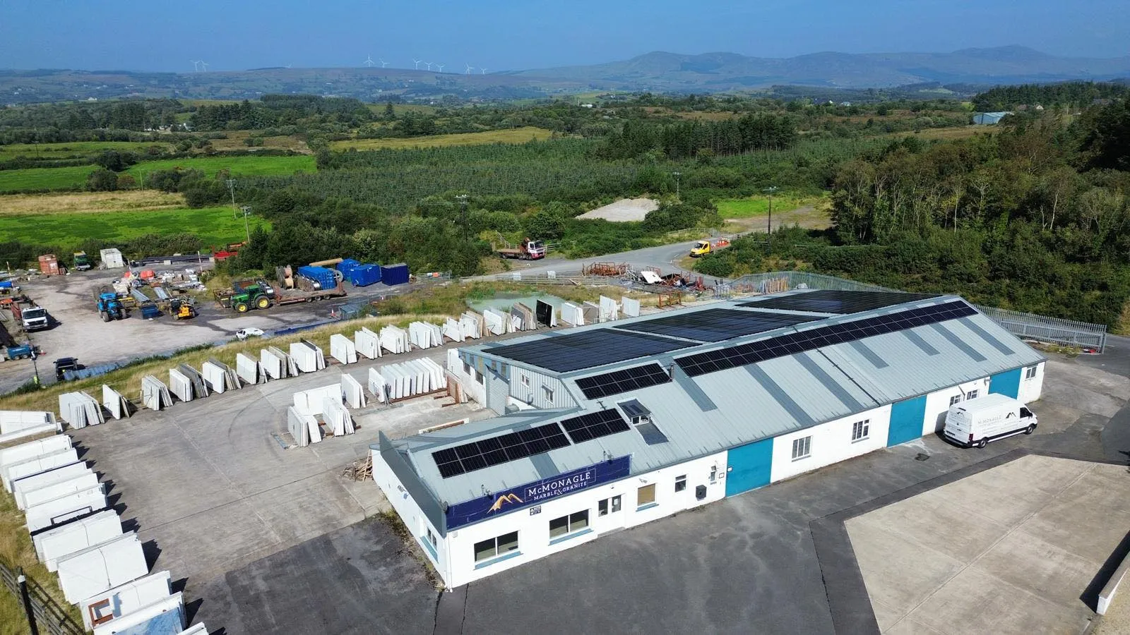 Rooftop solar PV installation at McMonagle Marble & Granite, Co. Donegal